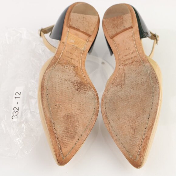 Boden Womens Flat Size 6 Nude Tan Patent Black Pointed Ankle Strap Shoe Pointed - Picture 8 of 12